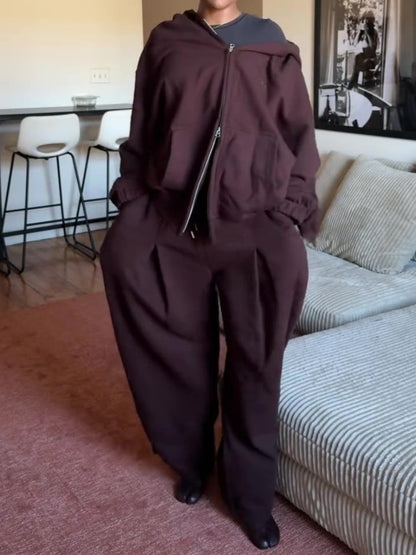 Stylish Brown Athletic Two Piece Set