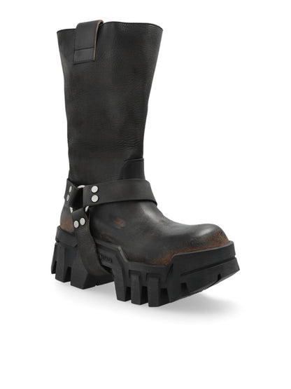 Stylish Black High - Top  Chunky Boots