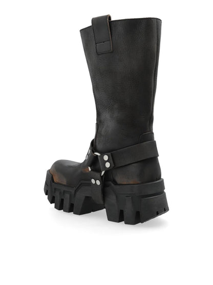 Stylish Black High - Top  Chunky Boots