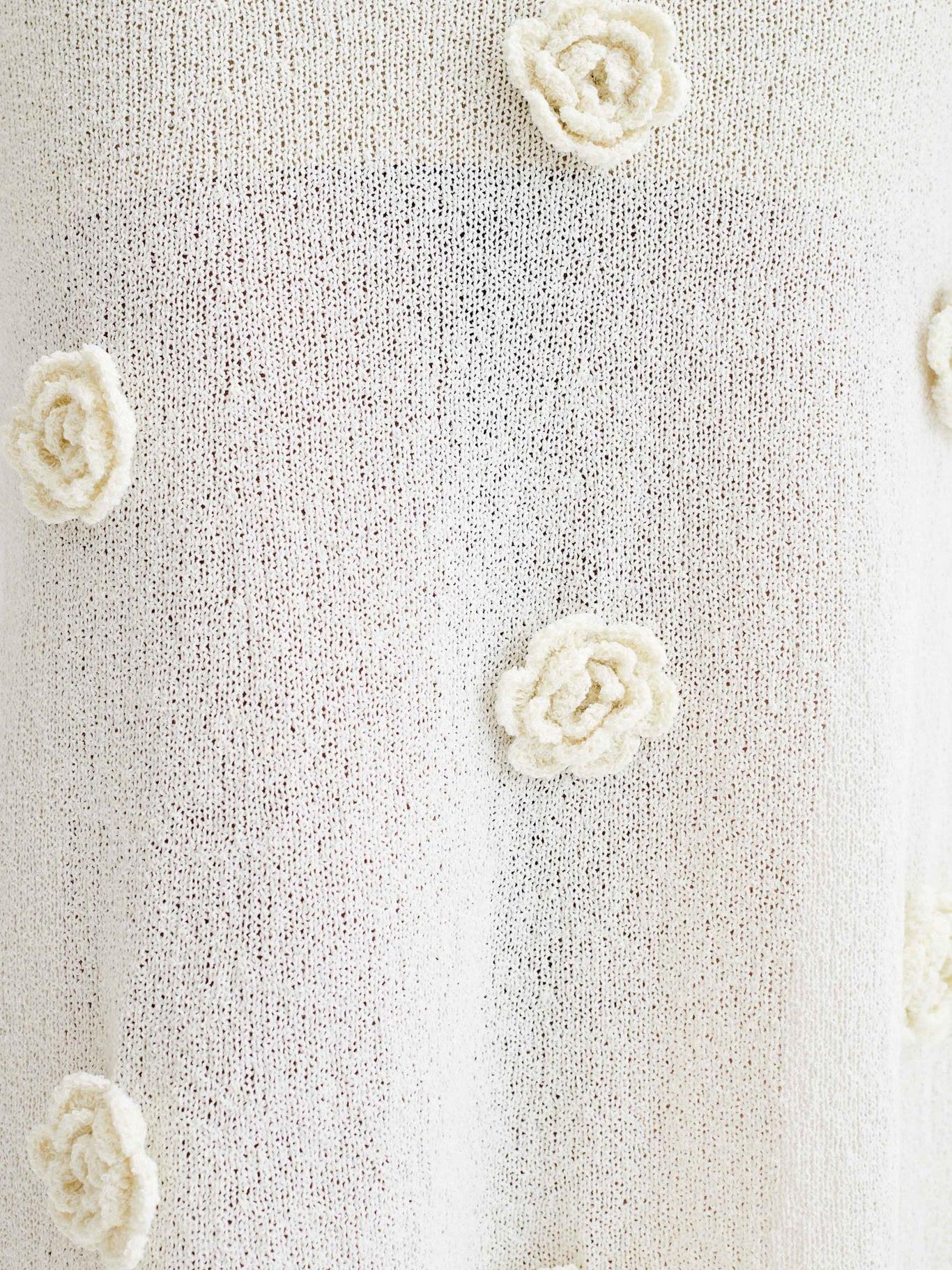 Off Shoulder Knit Rose Maxi Dress