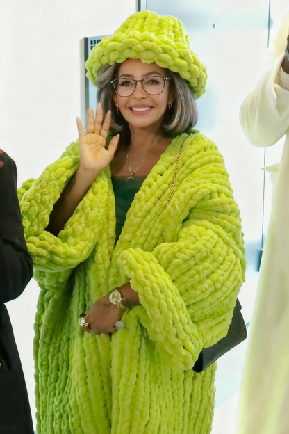 Thickened Sweater Loose Long Cardigan & Hat