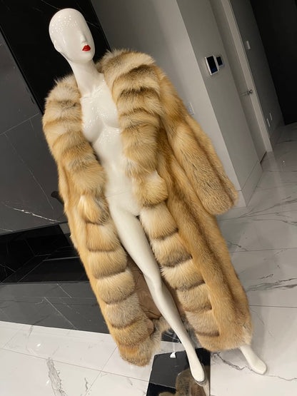 Oversized Lapel Full-Length Winter Fur Coat
