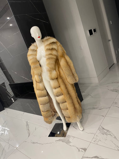 Oversized Lapel Full-Length Winter Fur Coat