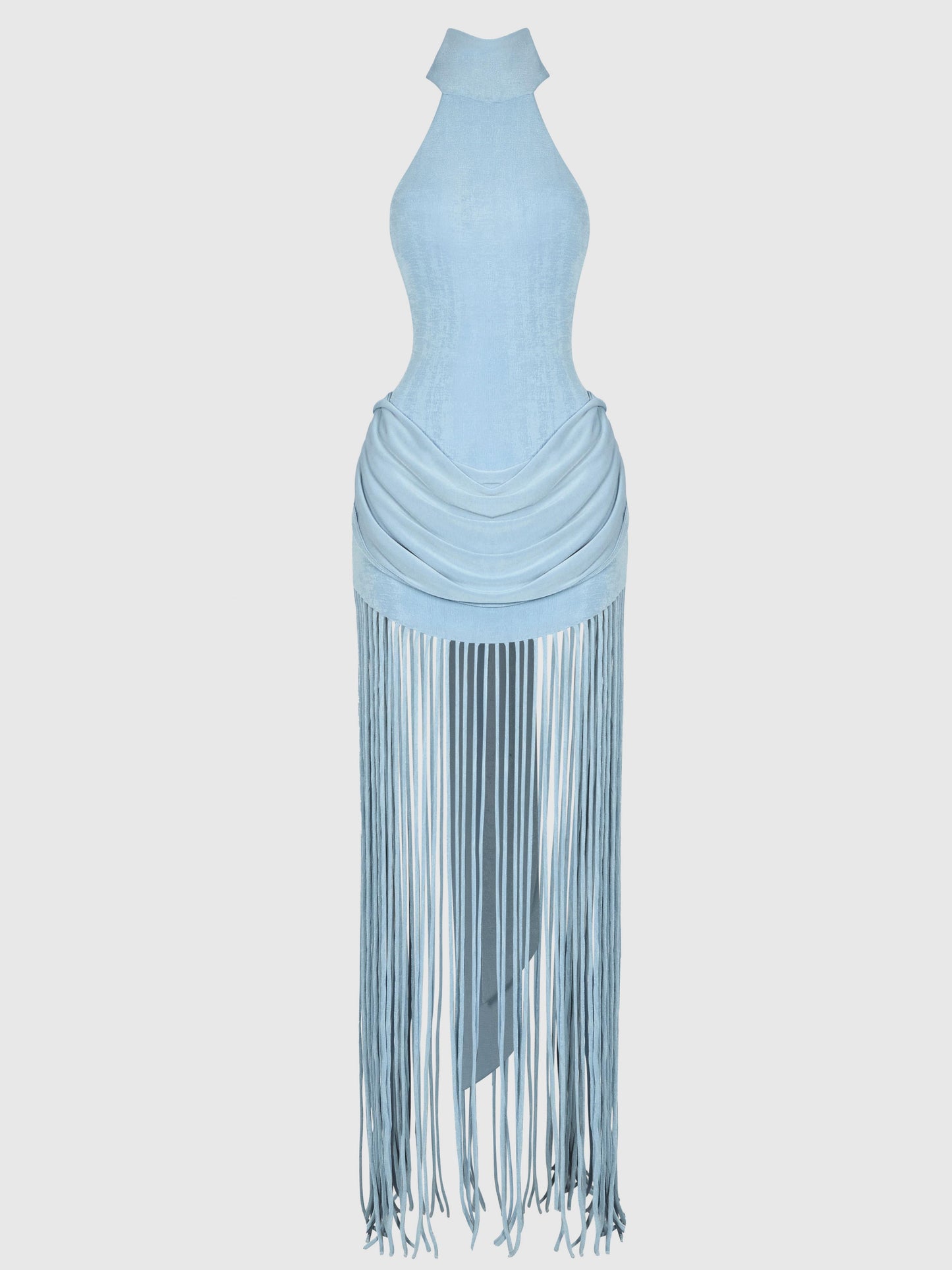 Clear Sky Blue Tassel Maxi Dress
