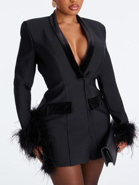 Feather Bandage Blazer Mini Dress