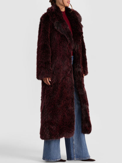 Burgundy Faux Fur Maxi Coat