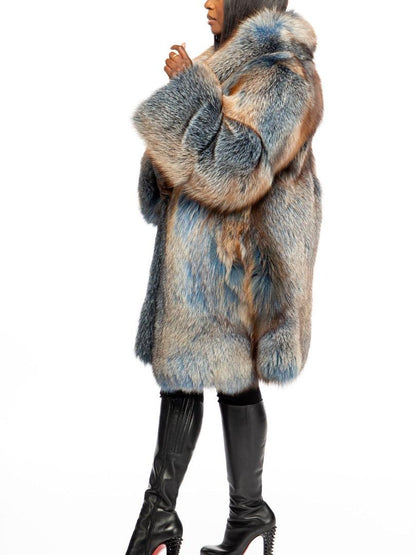 Trendy Mid Length Fur Coat