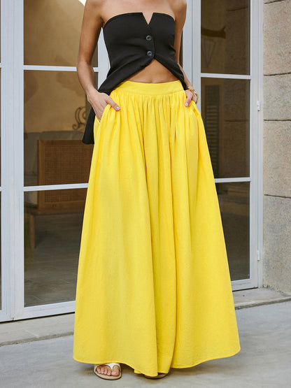 Elegant Yellow Maxi Skirt