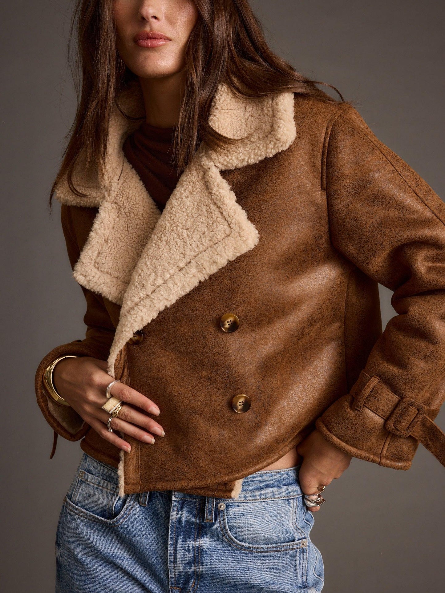 Vintage Wash Faux Shearling Coat