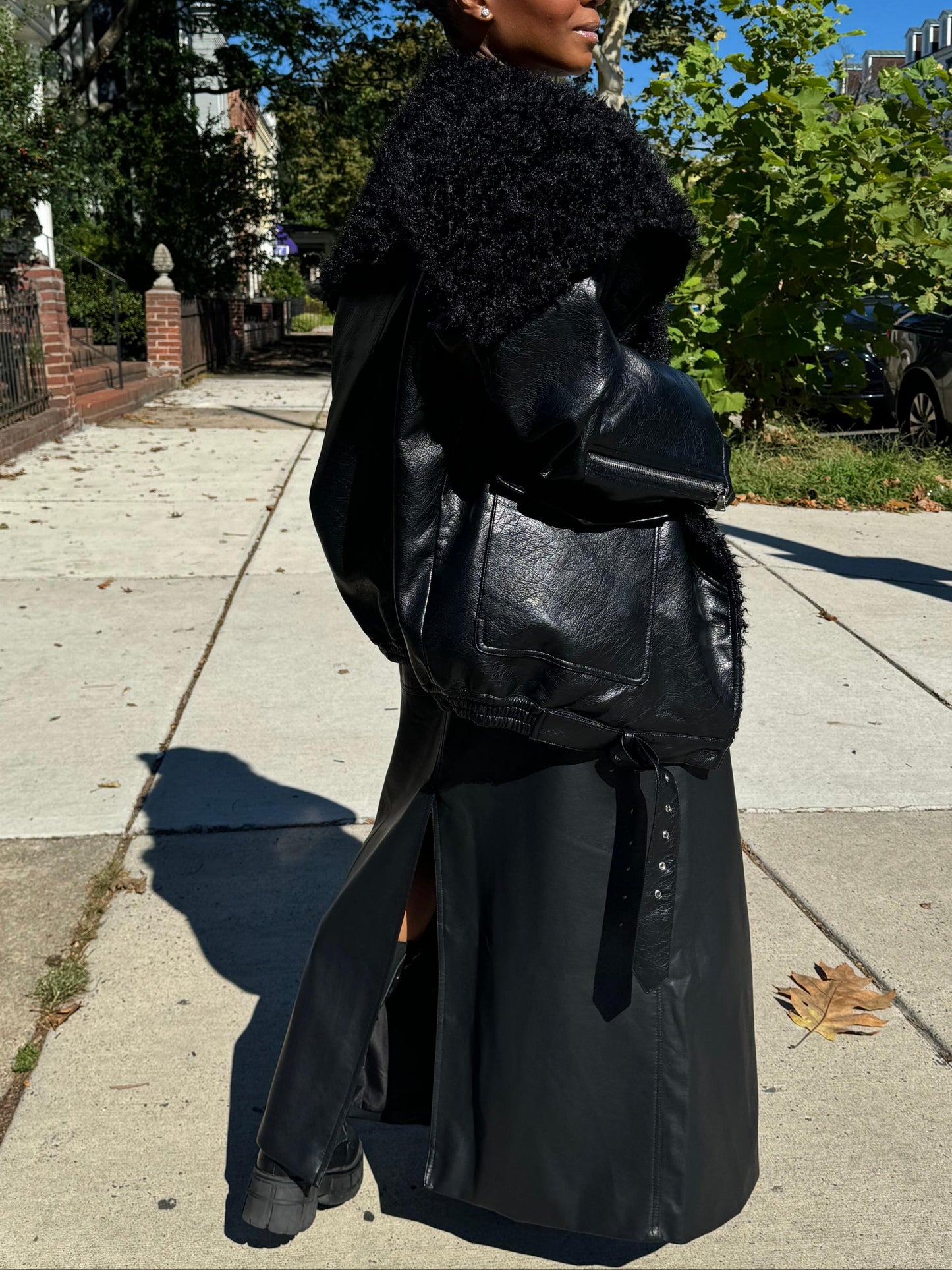 Shearling Fur Bomber Jacket