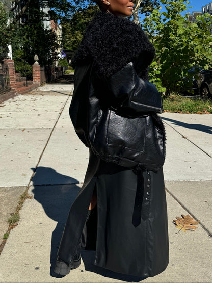 Shearling Fur Bomber Jacket