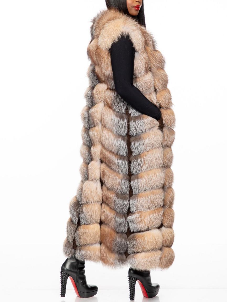 Trendy Full Length Fox Fur Vest
