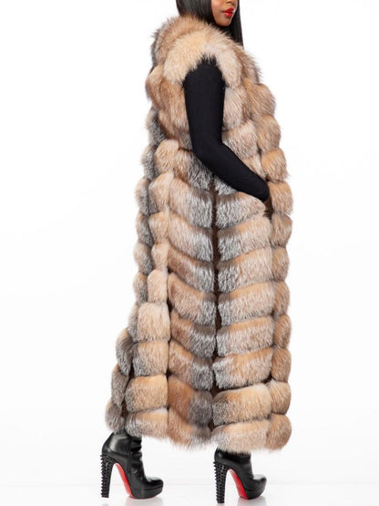 Trendy Full Length Fox Fur Vest