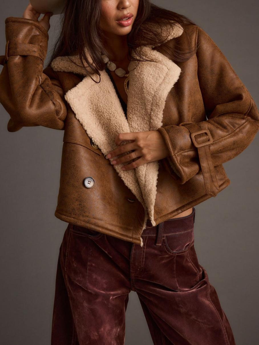 Vintage Wash Faux Shearling Coat