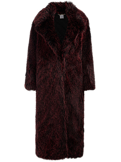 Burgundy Faux Fur Maxi Coat