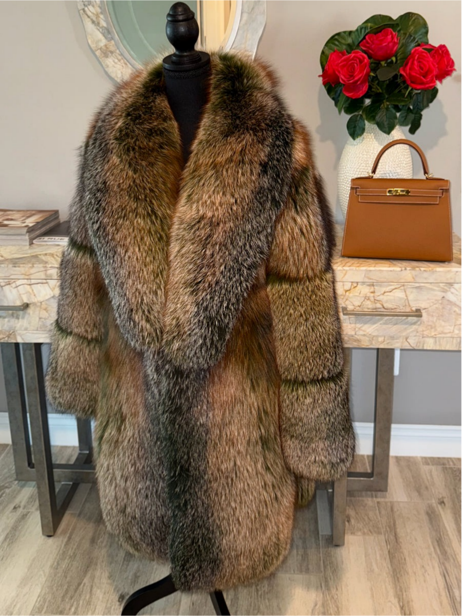 Trendy Mid Length Fur Coat