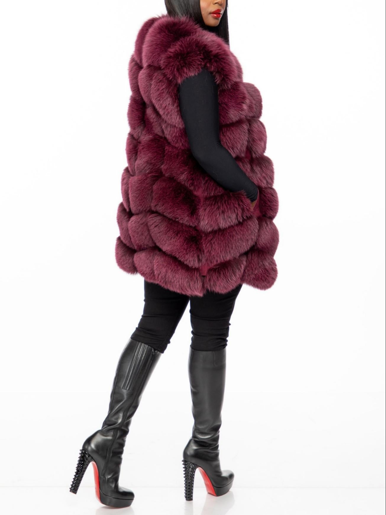 Burgundy Fox Fur Vest