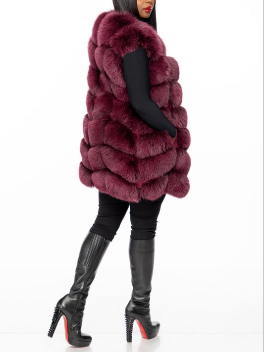 Burgundy Fox Fur Vest