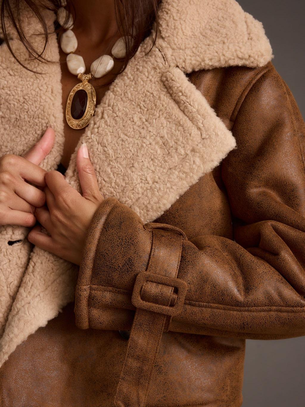 Vintage Wash Faux Shearling Coat