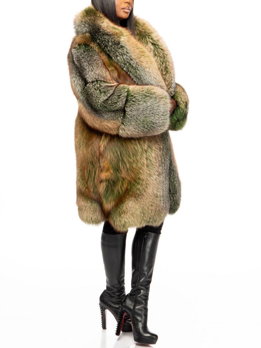 Trendy Mid Length Fur Coat