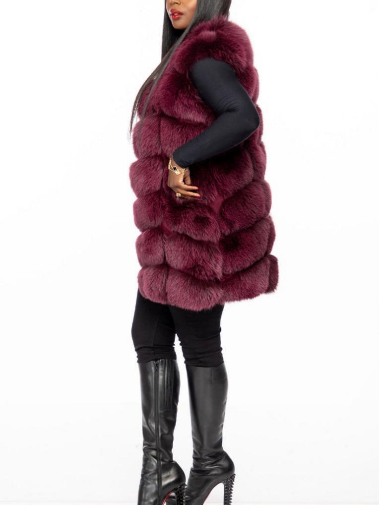 Burgundy Fox Fur Vest