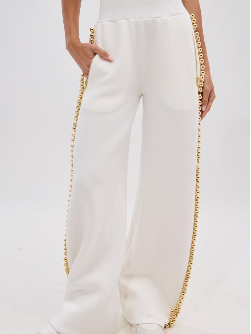 Elegant Pearl-Embellished Tracksuit