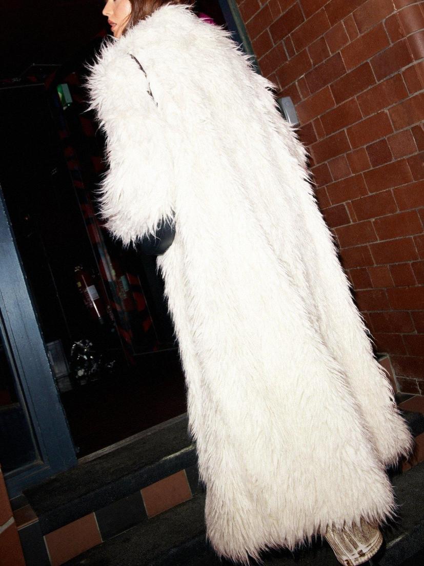 Premium Textured Long Pile Fur Coat
