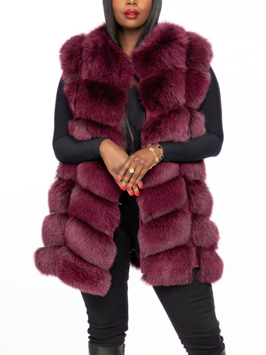 Burgundy Fox Fur Vest