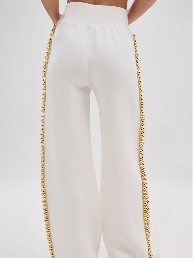 Elegant Pearl-Embellished Tracksuit