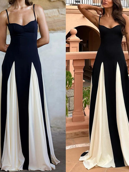 Elegant Black and White Maxi Dress