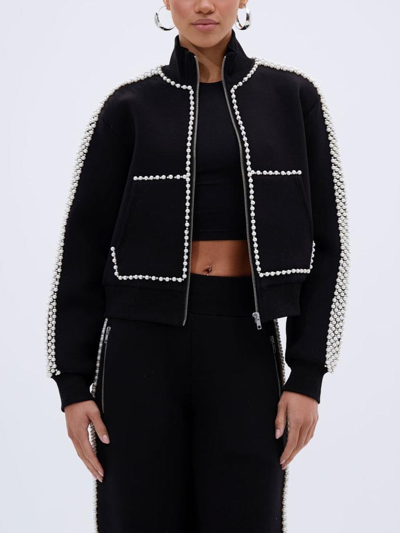 Elegant Pearl-Embellished Tracksuit