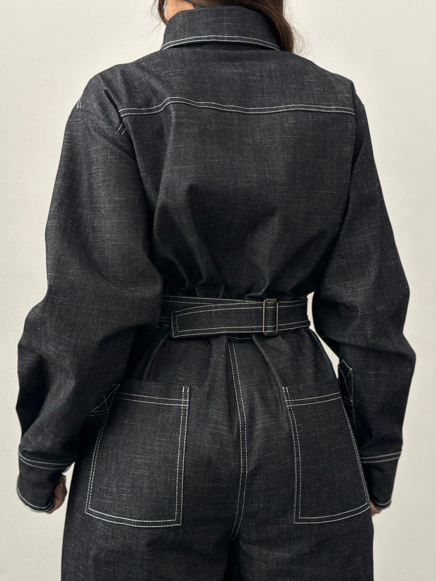 Dark Denim Wide-Leg Jumpsuit