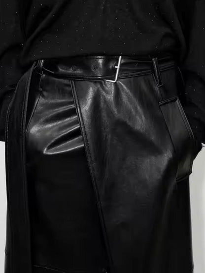Maxi Split Leather Skirt