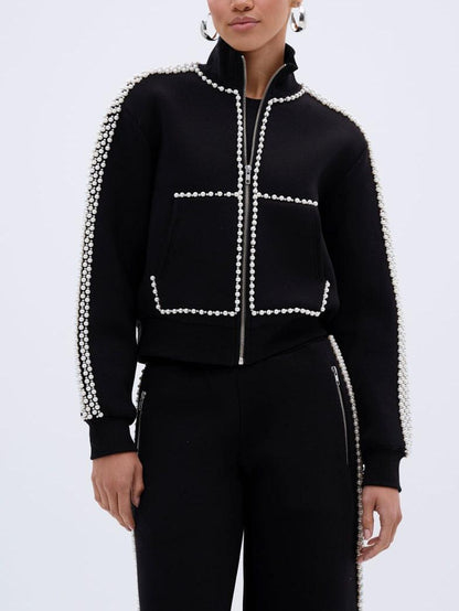Elegant Pearl-Embellished Tracksuit