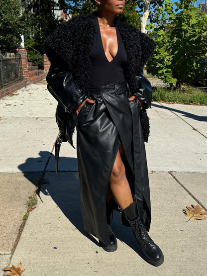 Maxi Split Leather Skirt