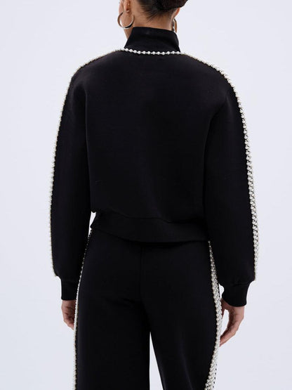 Elegant Pearl-Embellished Tracksuit