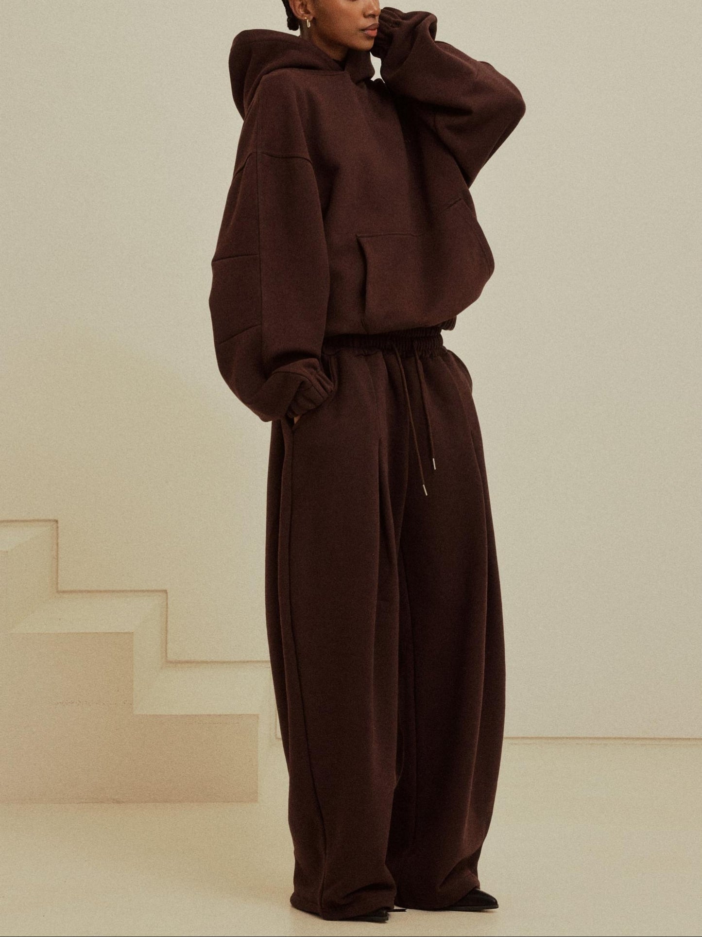 Stylish Brown Athletic Two Piece Set