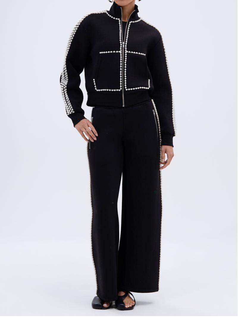 Elegant Pearl-Embellished Tracksuit