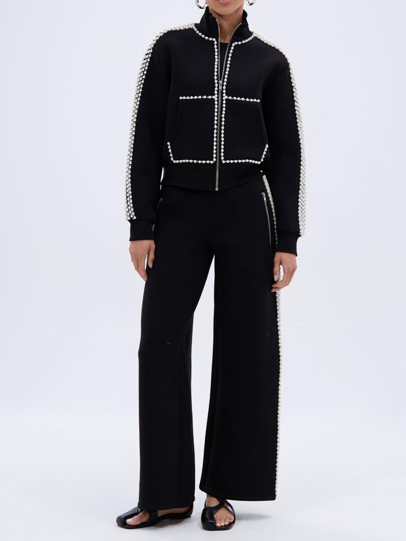 Elegant Pearl-Embellished Tracksuit