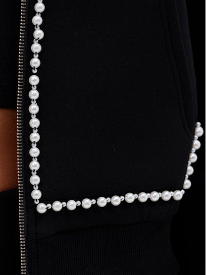 Elegant Pearl-Embellished Tracksuit