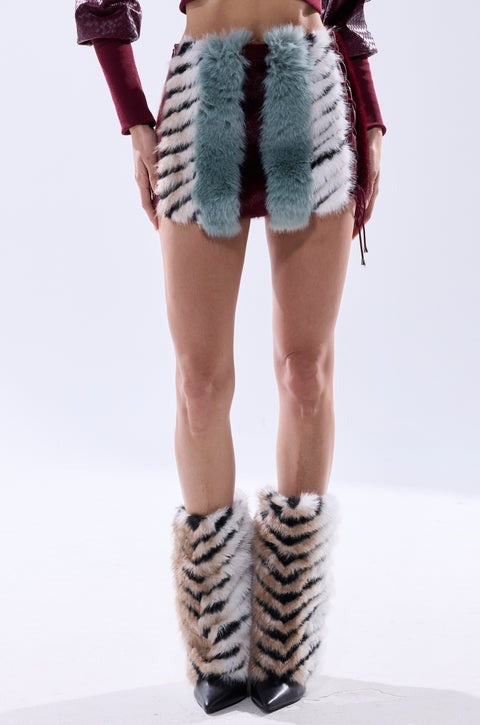 Multi Faux Fur Skirt