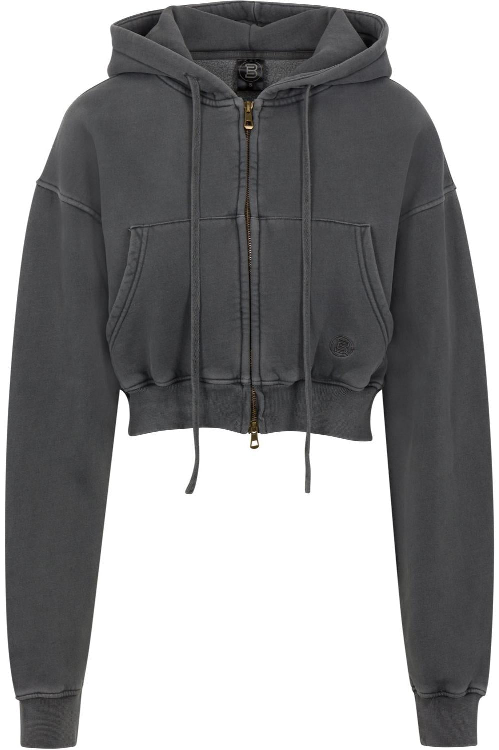 3-Piece Mix & Match Set: Vintage Wash Fleece Cropped Hoodie Jacket+Cropped Hooded Sweatshirt+Cargo Maxi Skirt