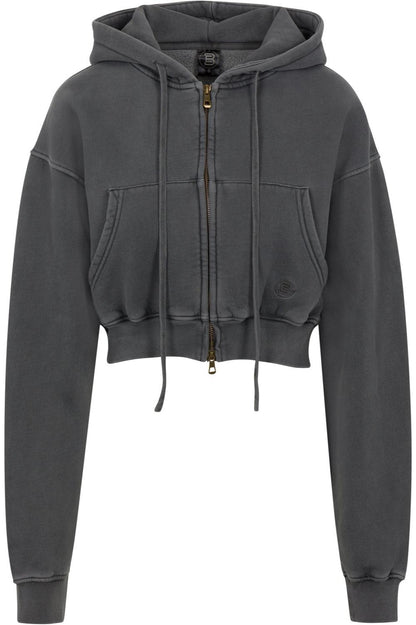 3-Piece Mix & Match Set: Vintage Wash Fleece Cropped Hoodie Jacket+Cropped Hooded Sweatshirt+Cargo Maxi Skirt