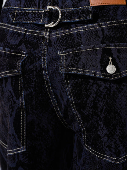 Navy Snake-Print Denim Co-ord Set