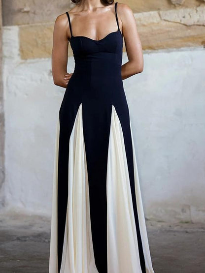 Elegant Black and White Maxi Dress