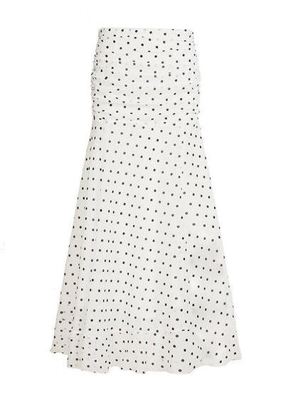 Stylish White Polka - Dot Maxi Skirt