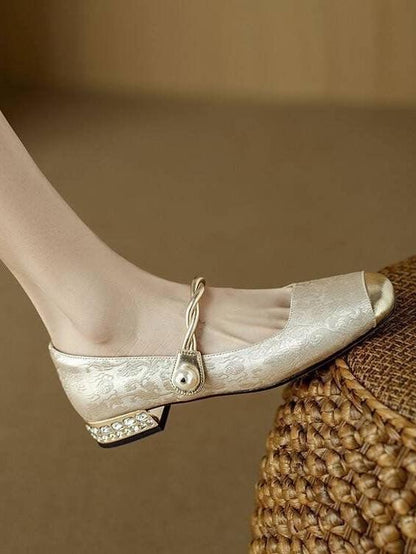 Elegant Gold - trimmed Design and Pearl Decoration Flats