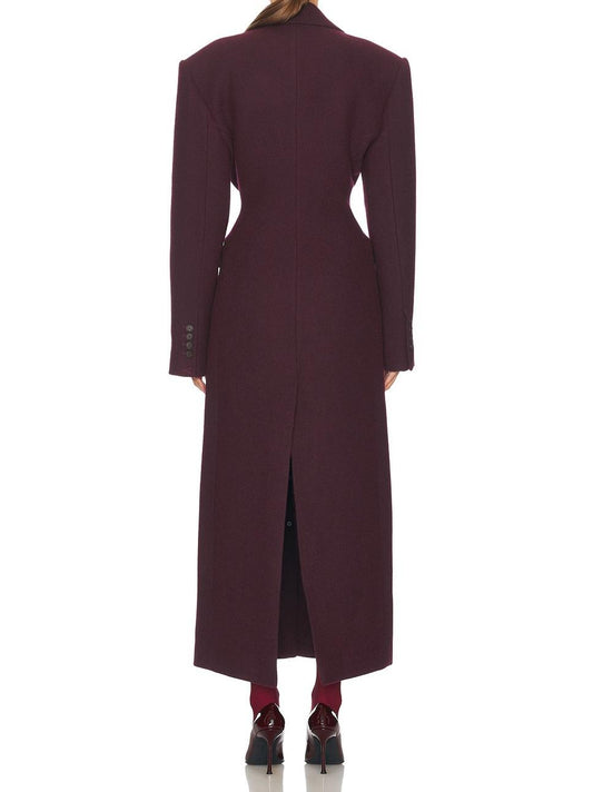 Elegant Burgundy Long - Coat