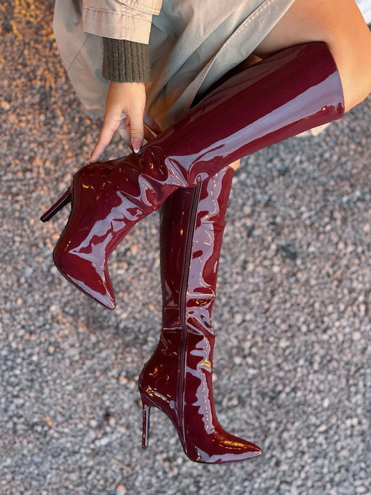 Patent Leather Knee-High Boots