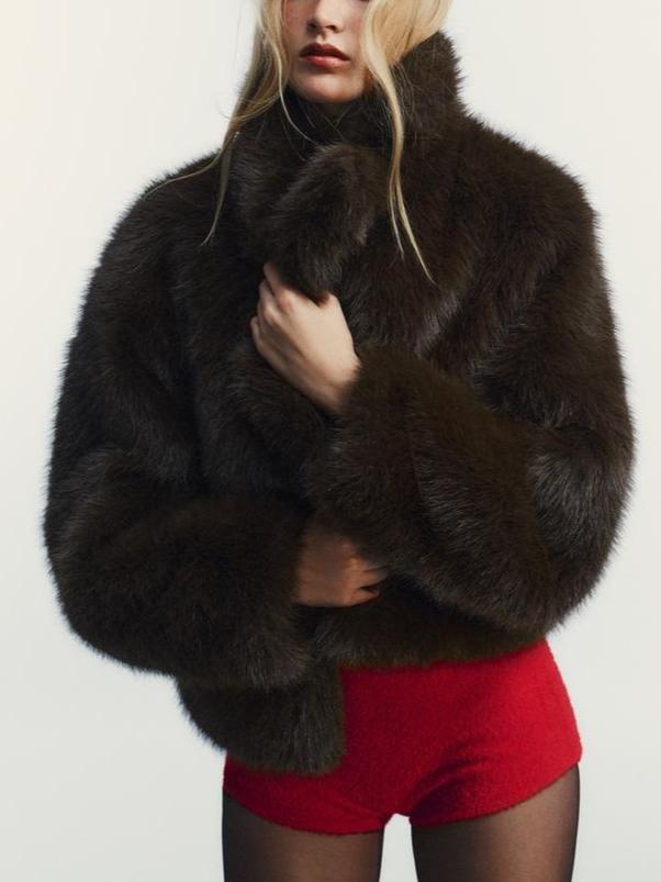 Trendy Short Faux Fur Coat